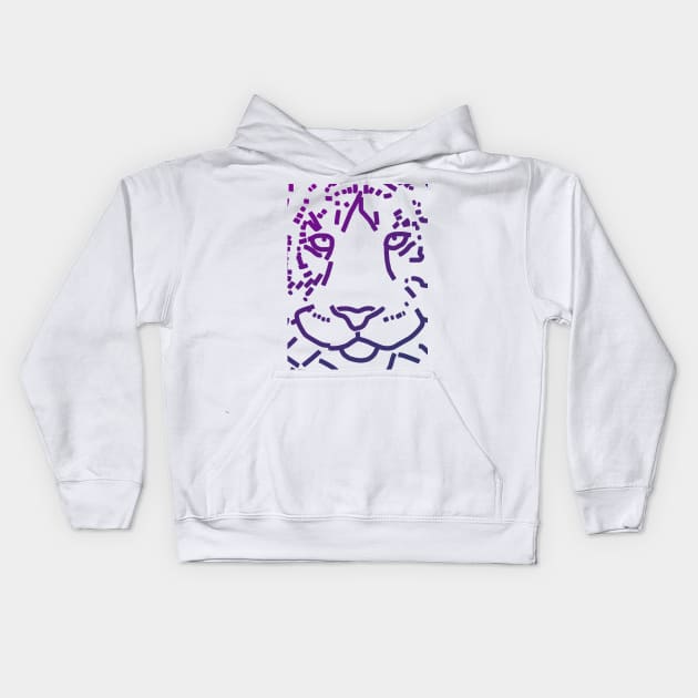 Blue Tiger Face Kids Hoodie by ellenhenryart